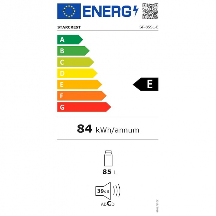 Frigider cu o usa STARCREST SF-85SL-E, Clasa E, Capacitate 85L, Iluminare interioara, Compartiment gheata, H 82 cm, Gri [10]
