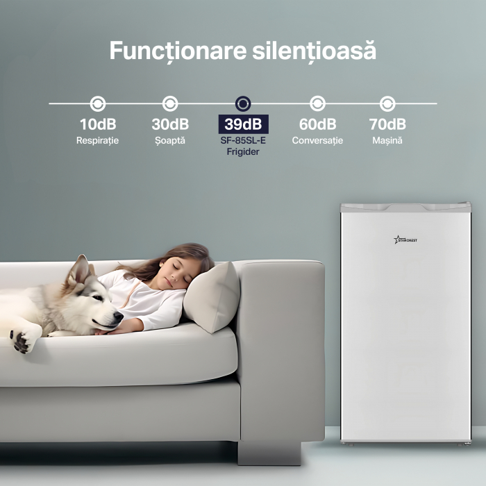 Frigider cu o usa STARCREST SF-85SL-E, Clasa E, Capacitate 85L, Iluminare interioara, Compartiment gheata, H 82 cm, Gri [7]