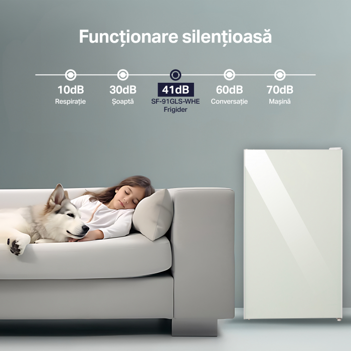 Frigider cu o usa STARCREST SF-91GLS-WHE Clasa E, Capacitate 91L, Iluminare interioara, H 83 cm, Sticla Alba [8]