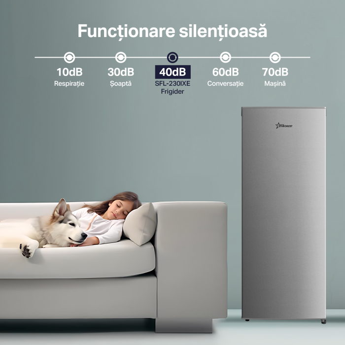 Frigider - Racitor cu o usa STARCREST SFL-230IXE, 230 l, Clasa E, Termostat reglabil, Rafturi ajustabile, H 142 cm, Inox [7]