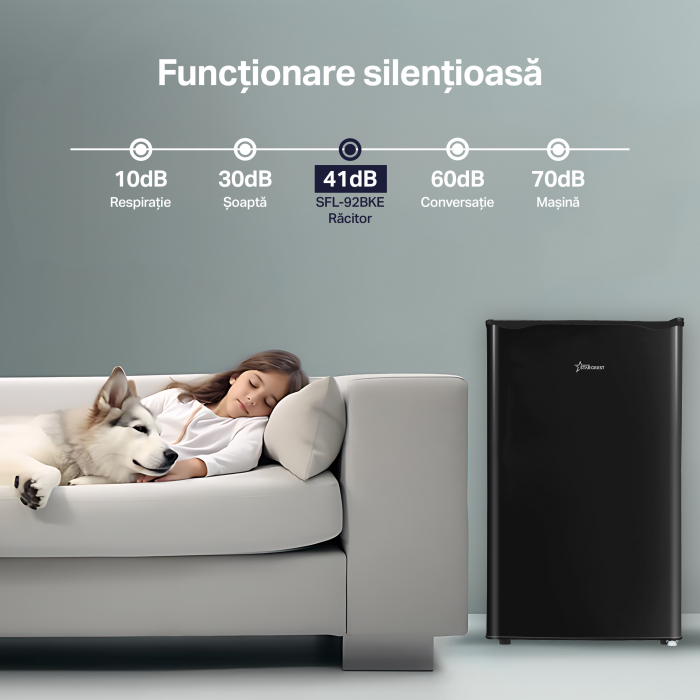 Frigider - Racitor cu o usa STARCREST SFL-92BKE, Clasa E, Capacitate 92L, Iluminare interioara, H 83 cm, Negru [7]