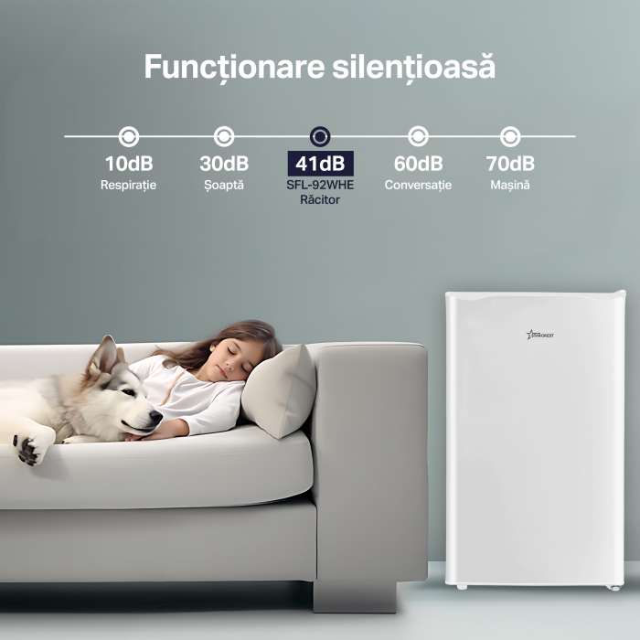 Frigider - Racitor cu o usa STARCREST SFL-92WHE, Clasa F, Capacitate 92L, Iluminare interioara, H 83 cm, Alb [7]