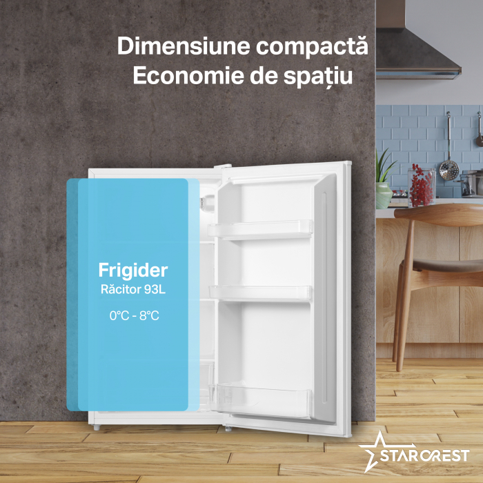 Frigider - Racitor cu o usa STARCREST SFL-930WHT, Clasa E, Capacitate 93L, Iluminare interioara, H 86.4 cm, Alb [3]