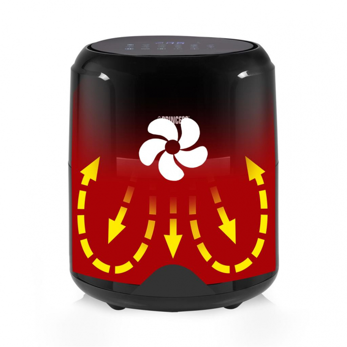 Friteuza Digitala cu aer cald Princess 183008, 1300W, 3.8L, 80 - 200 °C, temporizator, functii prajire, coacere, reincalzire, Negru [4]