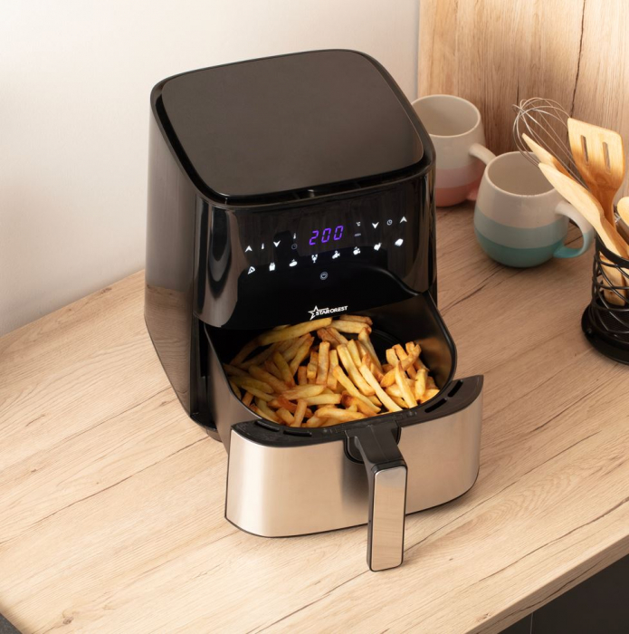 Friteuza digitala cu aer cald XL STARCREST SFR-5050X, 1450 W, 5 Litri, Termostat 80 - 200 °C, 8 programe predefinite, Negru [4]