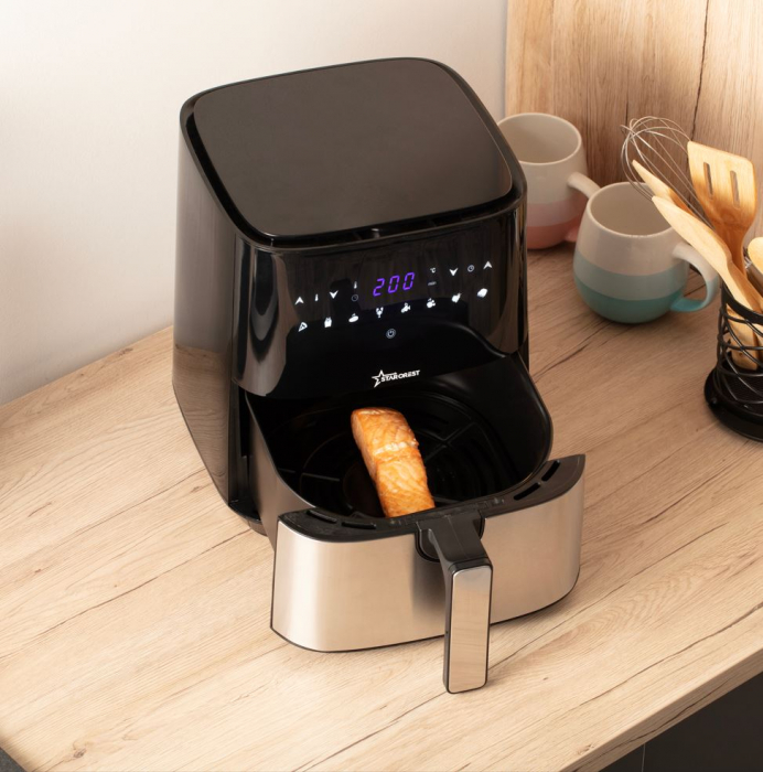 Friteuza digitala cu aer cald XL STARCREST SFR-5050X, 1450 W, 5 Litri, Termostat 80 - 200 °C, 8 programe predefinite, Negru [5]