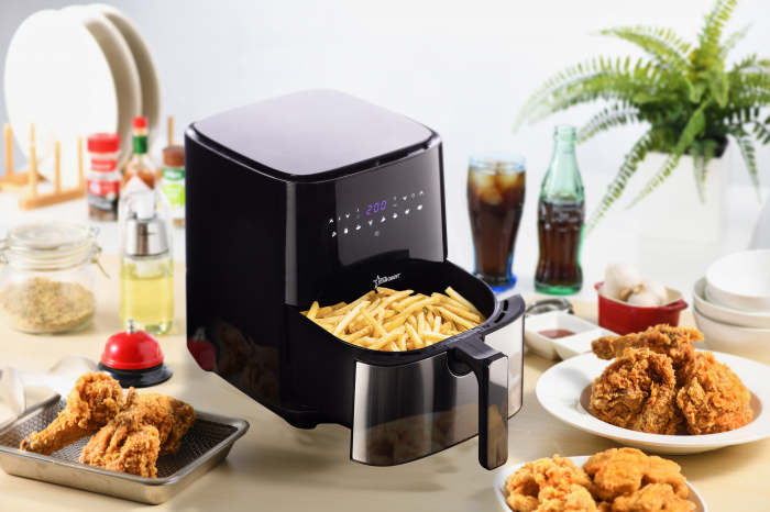 Friteuza digitala cu aer cald XL STARCREST SFR-5050X, 1450 W, 5 Litri, Termostat 80 - 200 °C, 8 programe predefinite, Negru [7]