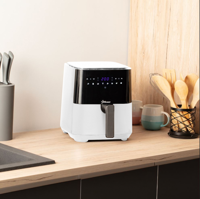 Friteuza digitala cu aer cald XL STARCREST SFR-5252WH, 1450 W, 5 Litri, Termostat 80 - 200 °C, 8 programe predefinite, Alb [4]