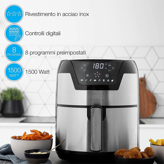 Friteuza Digitala cu aer cald XXL Princess 182026, 1500 W, , Argintiu [13]