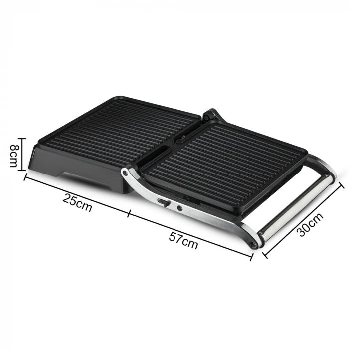 RESIGILAT - Gratar electric STARCREST SGR-2923, 2000 W, Placi Grill, Deschidere 180°, Suprafata gatire 29 x 23 cm, Termostat Reglabil, Inox / Negru [5]