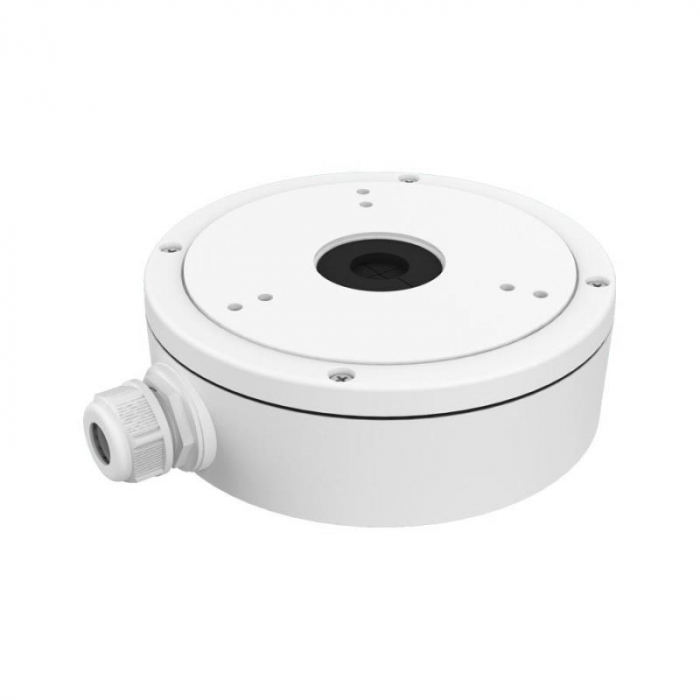 Hikvision Junction box DS-1280ZJ-S ideala pentru montarea camerelor dome bullet si protejarea cablurilor de legaturi. Confectionata din metal si poate sustine pana la 4.5 kg, culoare alba, dimensiuni