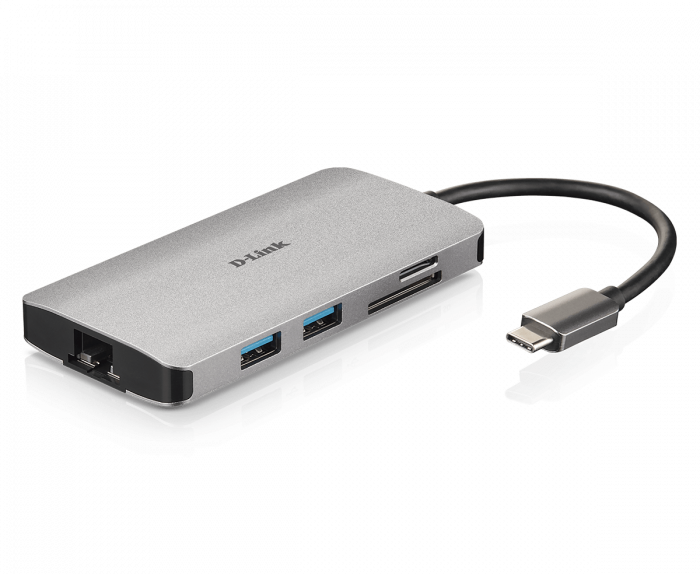 Hub usb dlink dub-m810, 8 porturi 3.0, gri