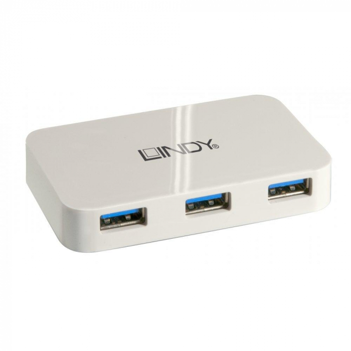 Hub USB Lindy LY-43143, 4 porturi 3.0, alb