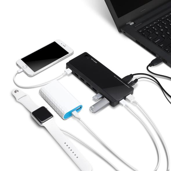 Hub usb tp-link uh720, 7 porturi usb 3.0, negru