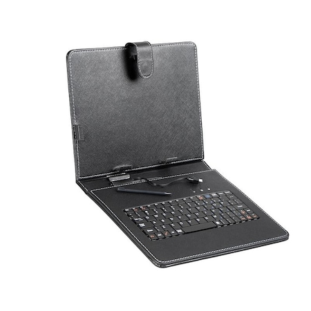 Husa tableta cu tastatura micro USB TRATOR43666, 8 Inch, Negru