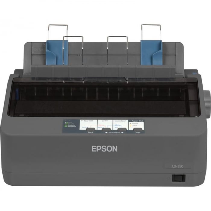 Imprimanta matriceala mono Epson LX-350, dimensiune A4, numar ace: 9 pini, viteza 15cpi, rezolutie 240x144dpi, memorie 128KB, limbaje de printare IBM PPDS, ESC P, interfata USB 2.0, Bidirectional para