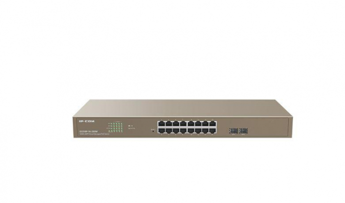 IP-COM 18-Port Gigabit Ethernet managed switch, G3318P-16-250W; Network standard: IEEE 802.3, IEEE 802.3u, IEEE 802.3ab, IEEE 802.3x, IEEE 802.3z, IEEE 802.1p q w d, and IEEE 802.3af at , Interfata: 1