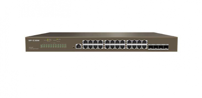 IP-COM 24-Port Gigabit Ethernet managed L3 switch, G5328F, Standarde: IEEE802.3,IEEE802.3u,IEEE802.3ab,IEEE802.3ad,IEEE802.3z,IEEE802.3x,IEEE8 02.1p,IEEE802.1q,IEEE802.1w,IEEE802.1d,IEEE802.1s, interf