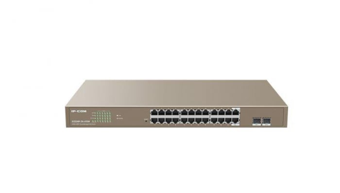 Ip-com switch G3326P-24-410W, 24-Port PoE, 24GE+2SFP Cloud Managed PoE Switch, interfata: 24 x 10 100 1000 Base-T Ethernet ports (Data Power), 2 x 100 1000 Base-X SFP ports, Switching capability: 48 G