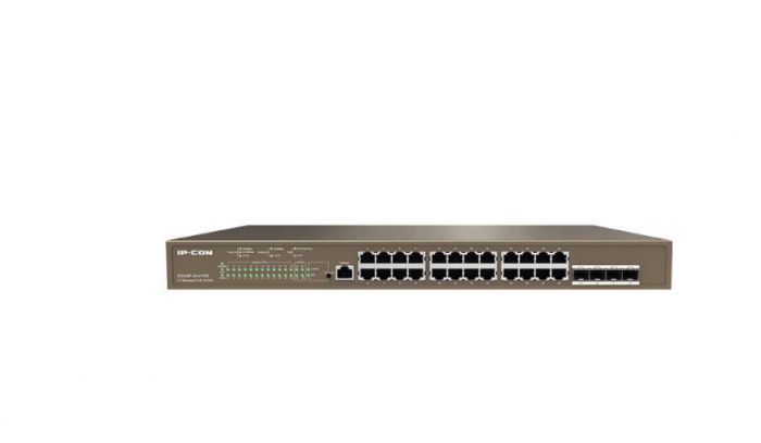 IP-COM switch G5328P-24-410W, 24-Port Gigabit Ethernet managed L3 POE switch,; Standard and Protocol: IEEE802.3,IEEE802.3u,IEEE802.3ab,IEEE802.3ad,IEEE802.3z,IEEE802.3x,IEEE8 02.1p,IEEE802.1q,IEEE802.