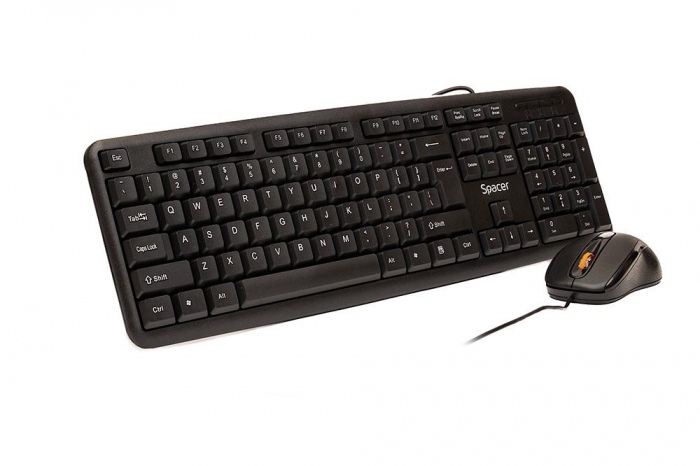 KIT Tastatura si Mouse Spacer SPDS-S6201 cu fir, USB, tastatura , zSPKB- S62 + mouse optic , zSPMO-F01 , black, , zSPDS-S6201,
