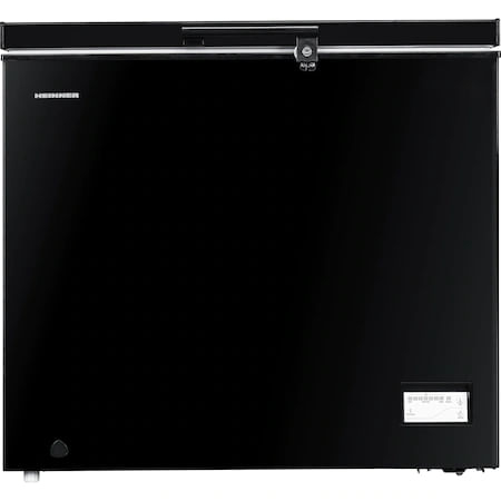 Lada frigorifica Heinner HCF-205NHBKF+, Capacitate 200 l, Clasa F, Control elecronic, Iluminare LED, Waterproof Display, Negru