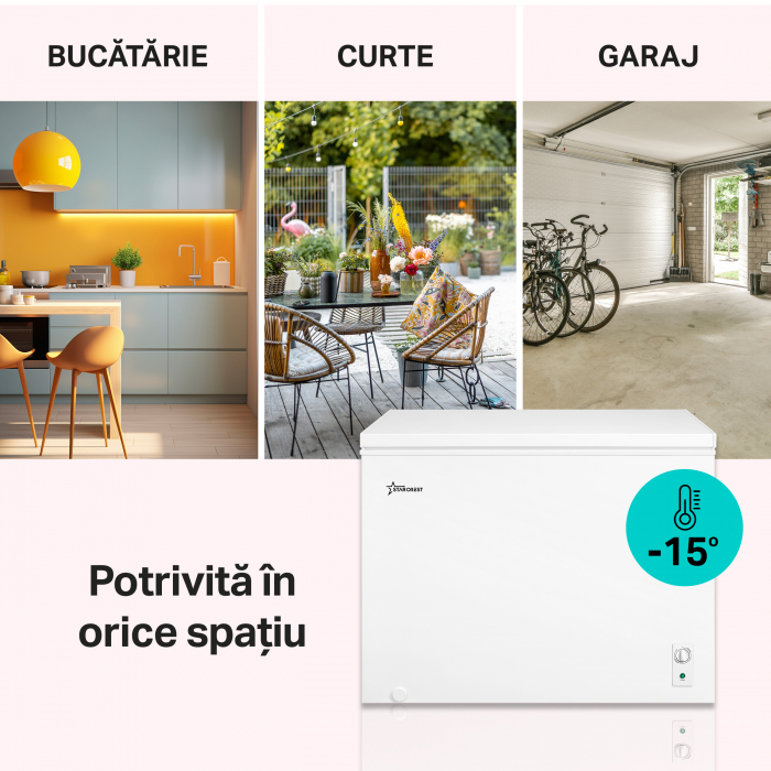 RESIGILAT - Lada frigorifica STARCREST SCF-293WHE, Clasa E, Capacitate 293L, Sistem convertibil - functie frigider, Termostat reglabil, Alb [2]