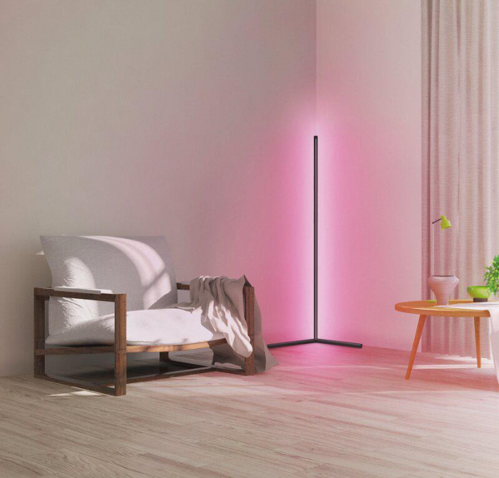 Lampadar LED RGB Ledvance SMART+ Wifi Floor Corner, 12W, 200 lm, lumina alba si color (3000-6500K), IP20, 142x11x7.2, aluminiu policarbonat, Negru