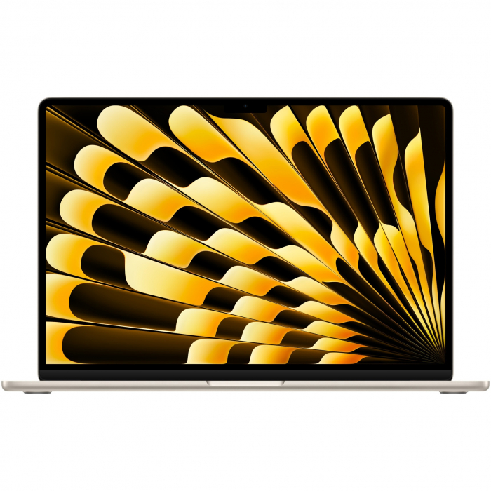 Laptop Apple MacBook Air 15 cu procesor Apple M2, 8 nuclee CPU si 10 nuclee GPU, 8GB, 256GB SSD, Starlight, INT KB