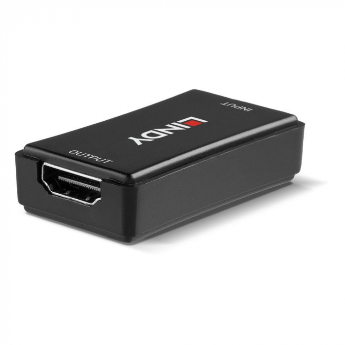 Lindy 40m HDMI 18G Repeater Description Extends HDMI 2.0 18G signals over 50m Supports resolutions up to 3840x2160p 60Hz 4:4:4 High Dynamic Range support for enhanced contrasts and 10-bit colour per