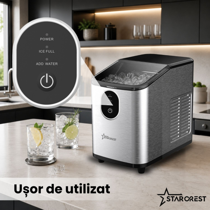 Masina de facut cuburi de gheata STARCREST SIM-1125IX, Capacitate 11-12Kg/24h, Cos gheata detasabil, Rezervor apa 0.8 l, Inox [4]