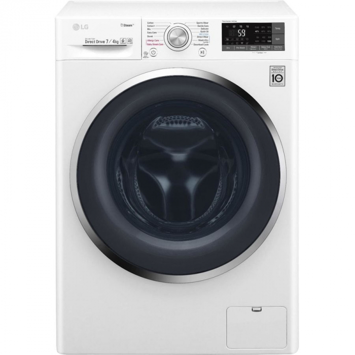Masina de spalat cu uscator lg f2j7hg2w, 1200 rpm, 7 kg spalare, 4 kg uscare, 6 motion, smart diagnosis, steam, clasa b, alb