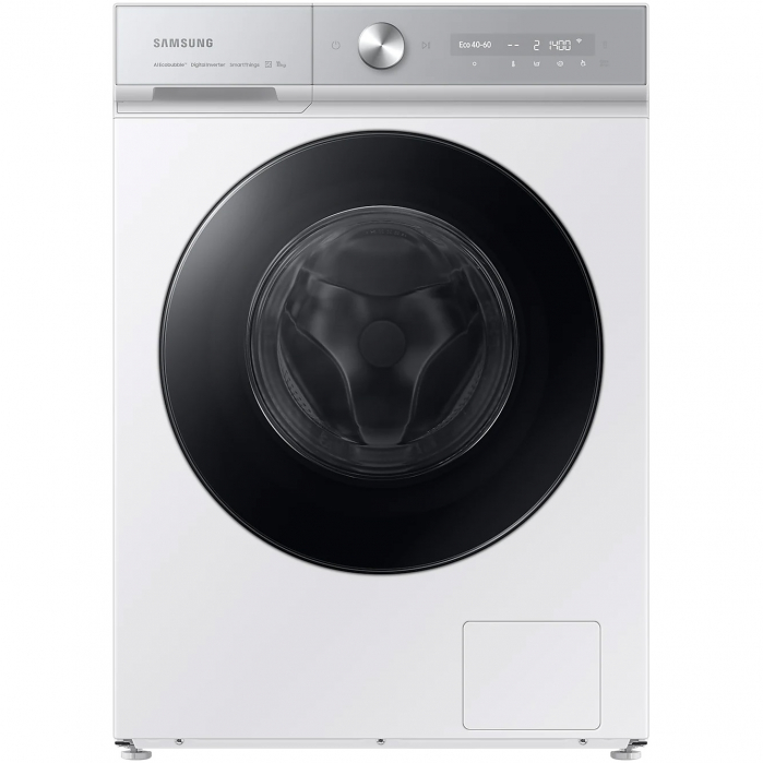 Masina de spalat rufe Bespoke Samsung WW11BB944DGHS7, 11 kg, 1400 RPM, Clasa A, Motor Digital Inverter, AI Ecobubble, AI Wash, AI Control, Bubble Soak, Alb