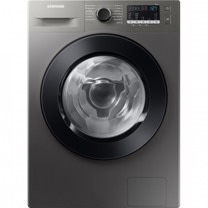 Masina de spalat rufe cu uscator Samsung WD80T4046CX LE, Spalare 8 kg, Uscare 5 kg, 1400 RPM, Clasa C, Eco Bubble, Bubble Soak, Steam, Airwash, Motor Digital Inverter, Inox