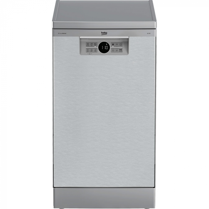 Masina de spalat vase Beko BDFS26020XQ, 10 seturi, 6 programe, Clasa E, Motor ProSmart Inverter, Hygiene Intense, Fast+, 45 cm, Inox