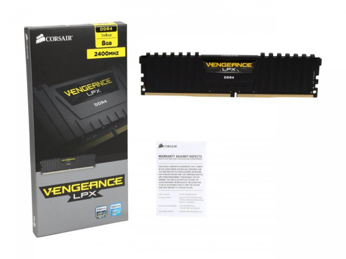 Memorie ram corsair vengeance lpx black, dimm, ddr4, 8gb, cl14, 2400mhz
