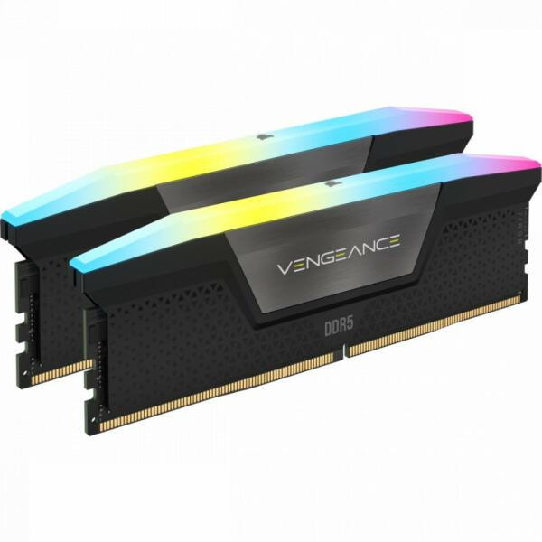 Memorie RAM CORSAIR VENGEANCE RGB 64GB (2x32), DDR5 5600MHZ, CL36, 1.25V XMP 3.0 BLACK