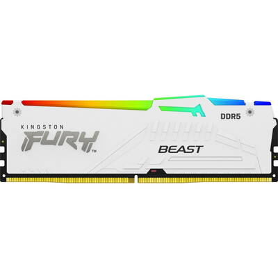 Memorie RAM Kingston, DIMM, DDR5, 16GB, 6000MHz, CL40, 1.35V, FURY Beast White, RGB