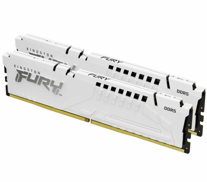 Memorie RAM Kingston, DIMM, DDR5, 32GB, 5600MHz, CL40, 1.35V, FURY Beast Whit, Kit of 2