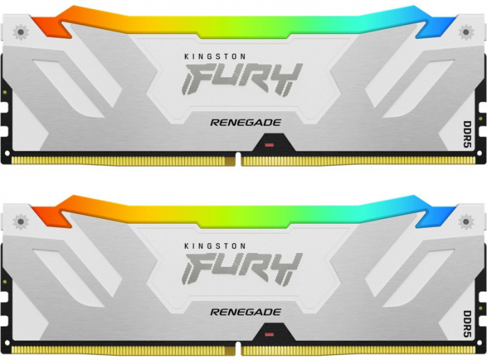 Memorie RAM Kingston, DIMM, DDR5, 32GB, 6400MHz, CL32, 1.35V, FURY Renegade White, RGB, Kit of 2