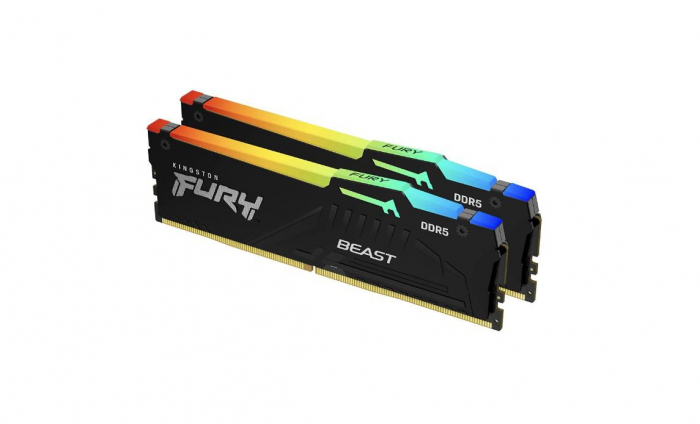 Memorie RAM Kingston, DIMM, DDR5, 64GB, 5600MHz, CL40, 1.25V, Kit of 2, Fury Beast RGB