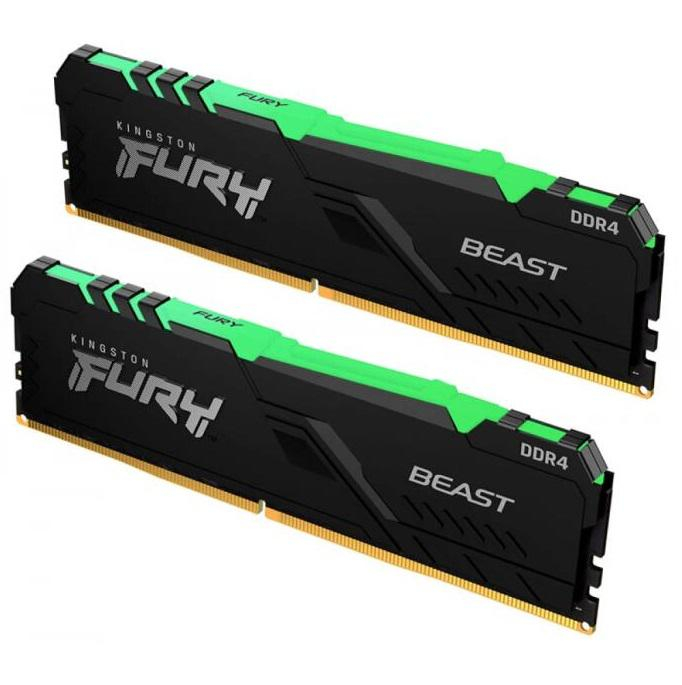 Memorie RAM Kingston Fury Beast White, DIMM, DDR4, 16GB, 3600MHz, CL18, RGB, Kit of 2