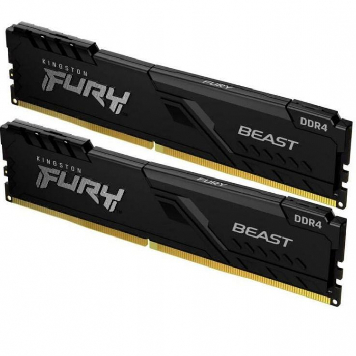 Memorie RAM Kingston Fury Beast White, DIMM, DDR4, 32GB, 3600MHz, CL18, RGB, Kit of 2