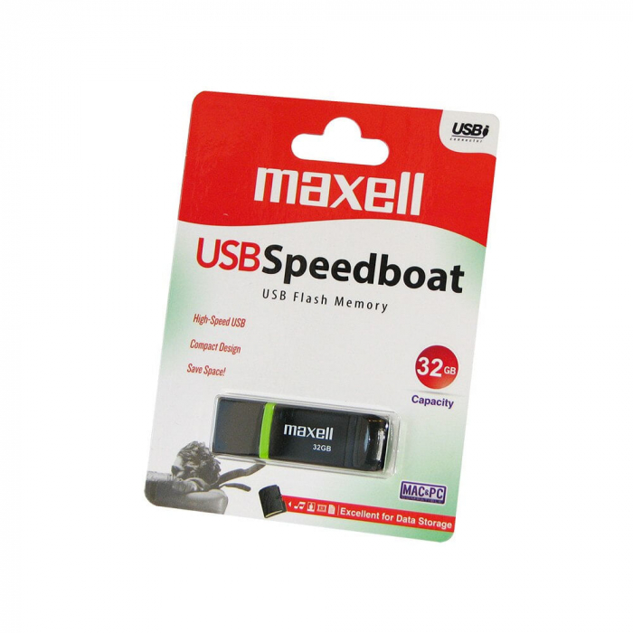 Memorie usb maxell speedboat, usb 2.0, 32gb, negru