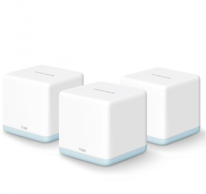 Mercusys AC1200 Whole Home Wi-Fi system HALO H30(3-PACK), Standarde Wireless: IEEE 802.11 a n ac 5 GHz, IEEE 802.11 b g n 2.4 GHz, viteza wireless: 867 Mbps on 5 GHz, 300 Mbps on 2.4 GHz, Dual-Band: 2