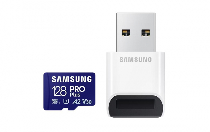 MicroSDHC PRO PLUS 128GB, Class10 Grade 3 cu cititor de carduri