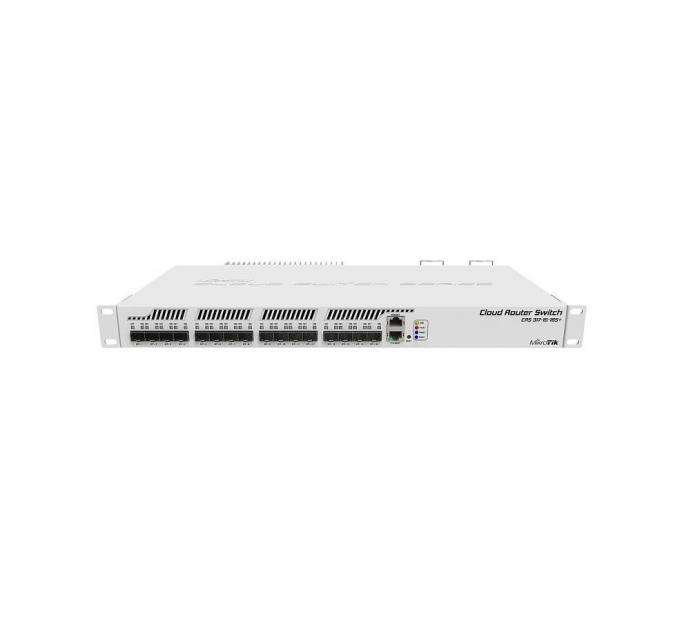 Mikrotik Cloud Router Switch, CRS317-1G-16S+RM; 1 x Gigabit LAN, 16 xSFP+ cages, Dual Core 800MHz CPU, 1GB RAM, 1U rackmount passive coolingcase, Dual Power Supplies;
