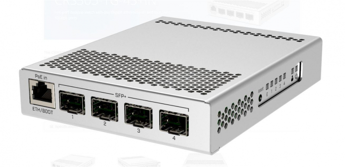 Mikrotik CRS305-1G-4S+OUT FIBERBOX PLUS, Procesor: 800 MHz dual core, Sistem operare: RouterOS v7 SwOS, 256Mb RAM, 16MB Flash, POE in 802.3af at 42-57 V, interfata: 1 x 10 100 1000, 4 x SFP, Wwather