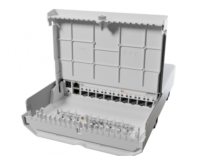 MIKROTIK, CRS310-1G-5S-4S+OUT - netFiber 9, Outdoor Switch Procesor:800 MHz, 256 mb RAM, 16 mb Flash, Dimensiuni: interfata: 1 x 10 100 1000, 5 x SFP, 4 x SFP+, 1 x Serial Console RJ45, POE in- 18-57
