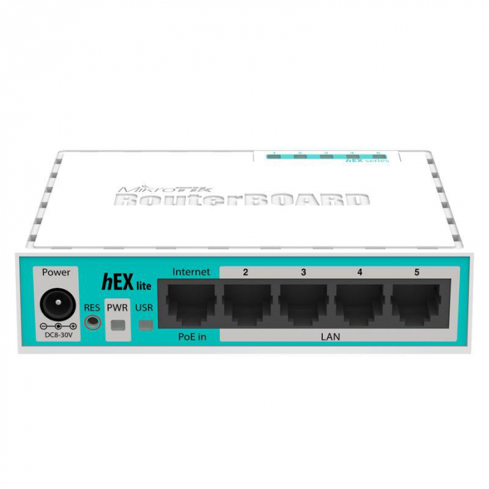MIKROTIK HEX LITE 5-Port Ethernet Router RB750R2, plastic case, 650MHZ ,64MB, 5 Ethernet LAN (RJ-45), 10,100 Mbit s, WAN Port: Ethernet (RJ-45), 5XFE, L4.